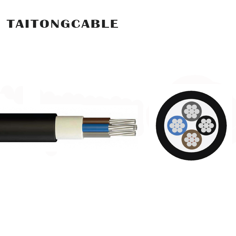 สายไฟหุ้มฉนวนพีวีซีหุ้มฉนวน XLPE ตัวนำอลูมิเนียมแรงดันต่ำ 2-5 คอร์